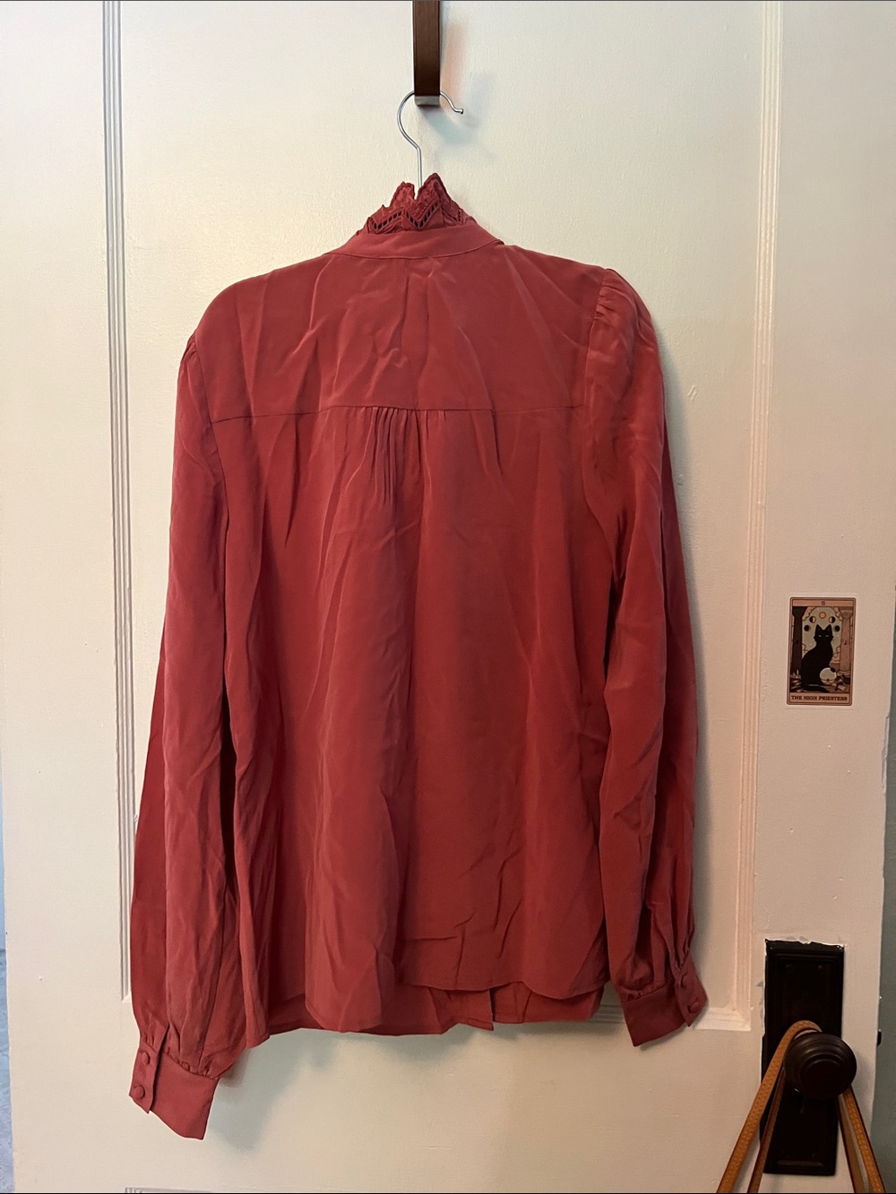 Sézane Chlo Bois de Rose, Rose-Scalloped Ruffle Button-Down Blouse - Picture 6 of 6